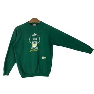 HANES Sweatshirt L Men Vintage Green 1995 “Get Over It” Cotton-Blend Long-Sleeve